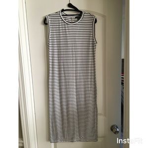 Black & white stripes midi dress